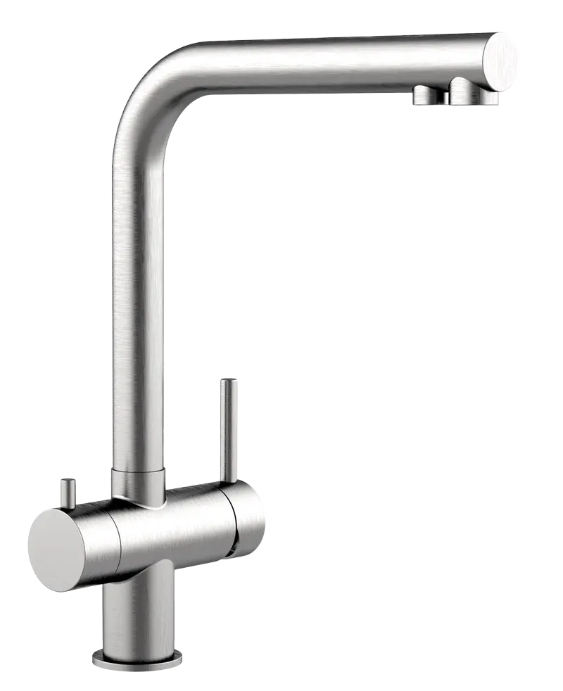 [VZFX911180] 3 WH, ND, Edelstahl Massiv, 360°, L-Auslauf, Gebürstet