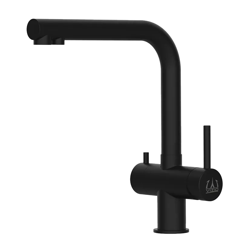 [VZFX011122] 3 WH, Edelstahl Massiv, 360°, L-Auslauf,, PVD Schwarz Matt