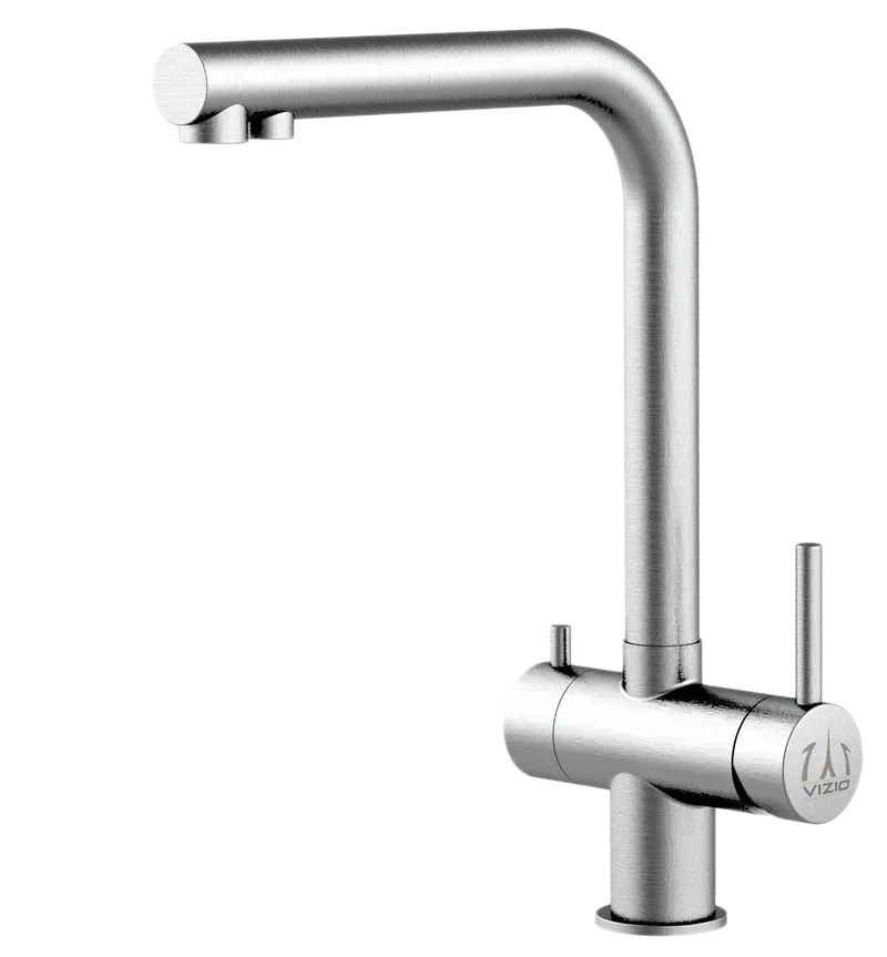 [VZFX011180] 3 WH, Edelstahl Massiv, 360°, L-Auslauf, Gebürstet